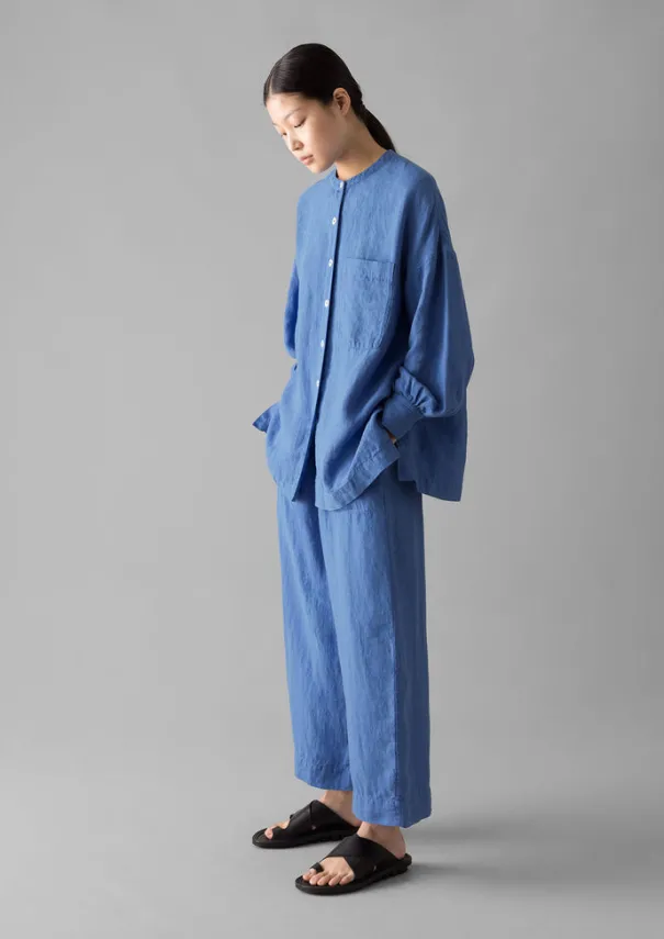 New Garment Dyed Linen Barrel Leg Trousers Women Linen|Loungewear