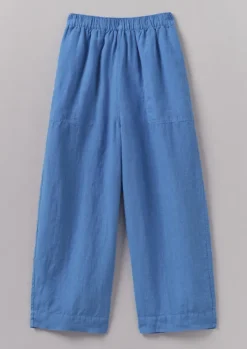 New Garment Dyed Linen Barrel Leg Trousers Women Linen|Loungewear