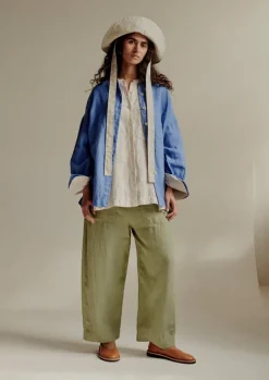 Best Garment Dyed Linen Barrel Leg Trousers Women Linen|Loungewear