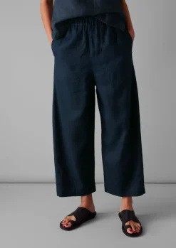 Discount Garment Dyed Linen Barrel Leg Trousers Women Linen|Loungewear