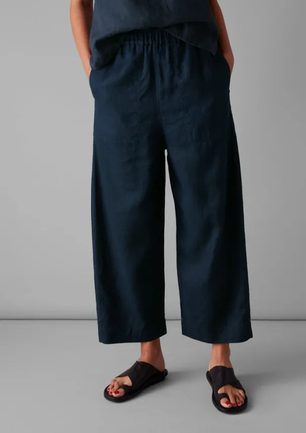 Discount Garment Dyed Linen Barrel Leg Trousers Women Linen|Loungewear