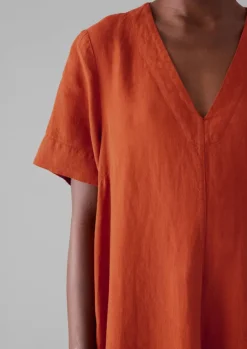 Discount Garment Dyed Linen V-Neck Dress Women Linen|Loungewear