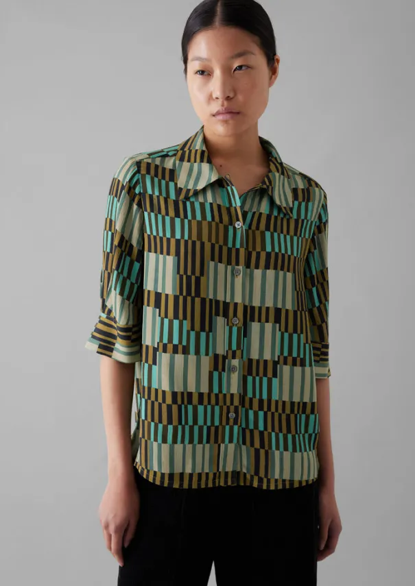 Online Gia Irregular Check Print Shirt Women Shirts|Tops & Tees