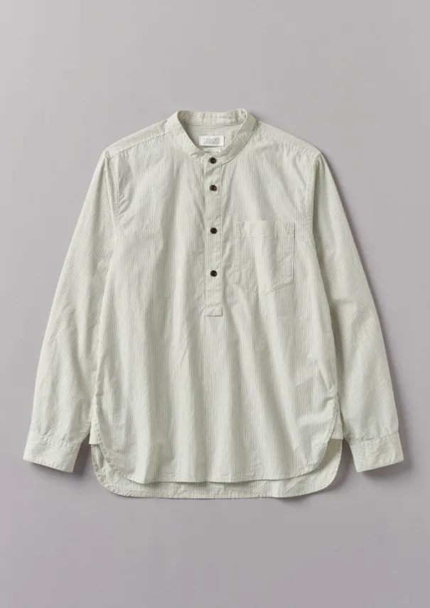 Online Grandad Collar Stripe Pullover Shirt Shirts