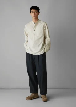 Online Grandad Collar Stripe Pullover Shirt Shirts