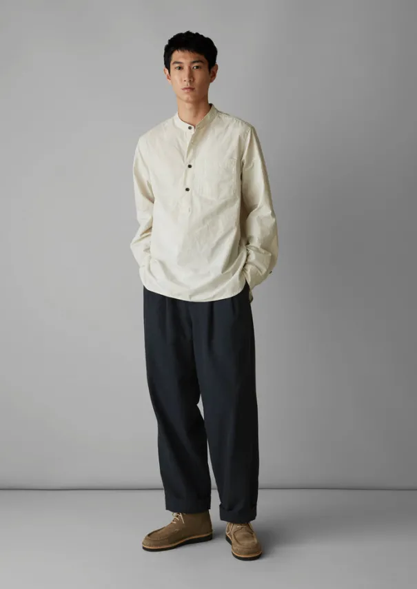 Online Grandad Collar Stripe Pullover Shirt Shirts