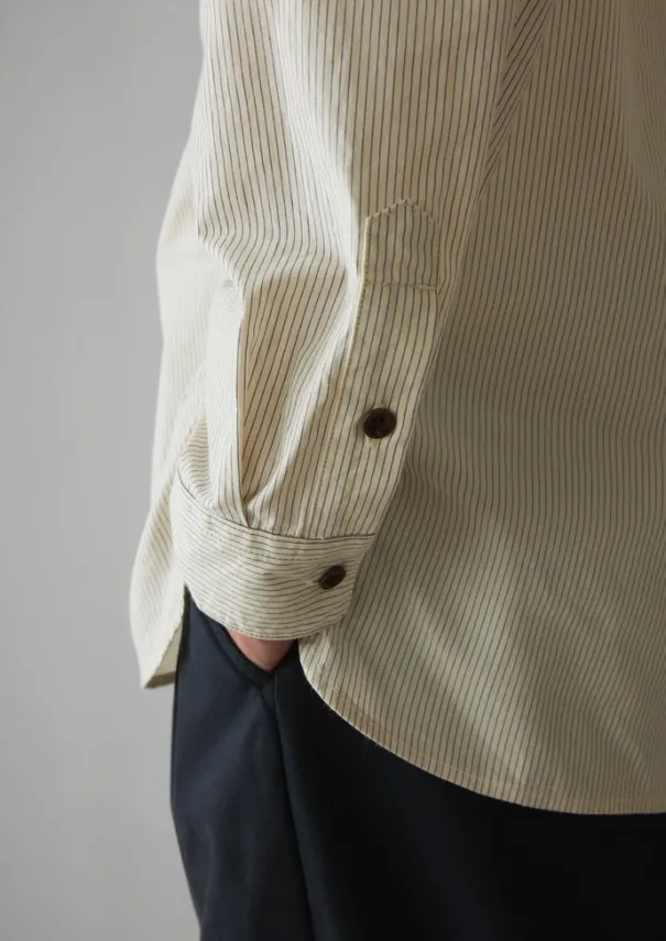 Online Grandad Collar Stripe Pullover Shirt Shirts