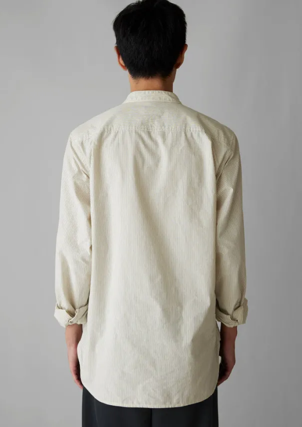 Online Grandad Collar Stripe Pullover Shirt Shirts