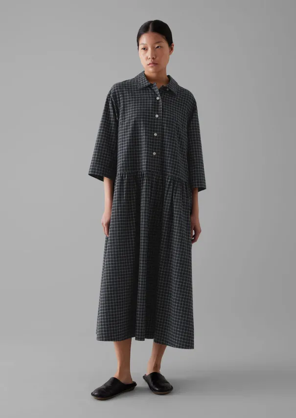 Discount Graph Check Cotton Cashmere Shirt Dress Women Cashmere|Loungewear