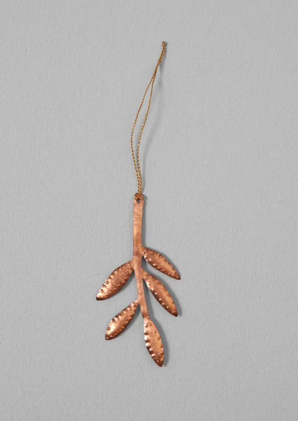 Hammered Metal Sprig Decoration Christmas Decorations