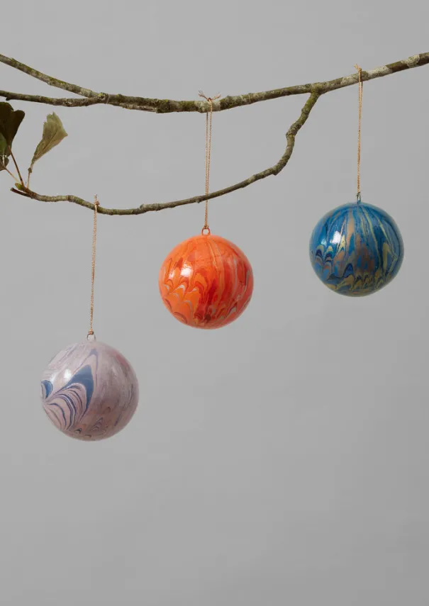 Discount Hand Marbled Bauble Christmas Decorations