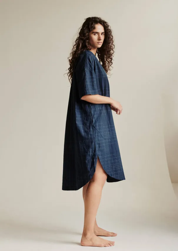 Online Hand Woven Sketched Check Nightdress Women Nightwear|Loungewear