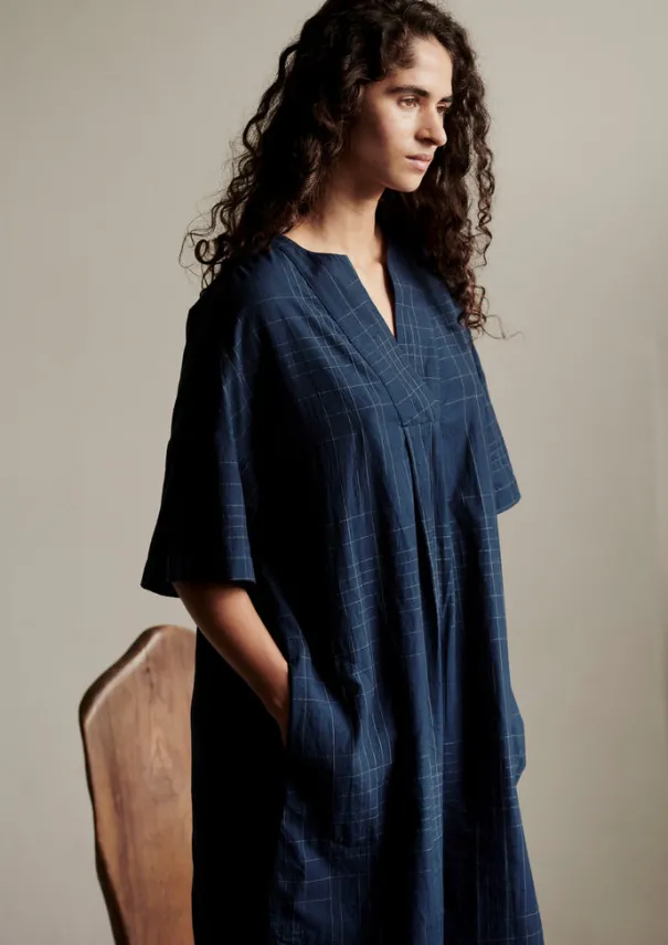 Online Hand Woven Sketched Check Nightdress Women Nightwear|Loungewear