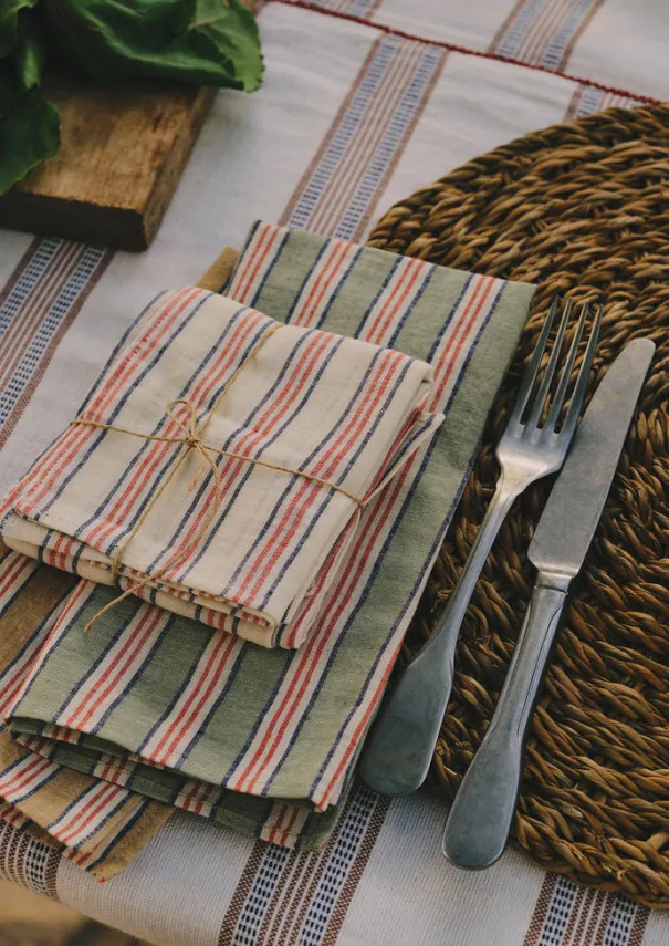 Sale Hand Woven Stripe Napkin Set Textiles|Kitchen