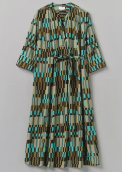 Outlet Irregular Check Print Tie Front Dress Women Dresses