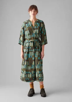 Outlet Irregular Check Print Tie Front Dress Women Dresses