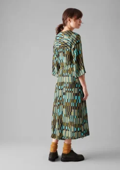 Outlet Irregular Check Print Tie Front Dress Women Dresses