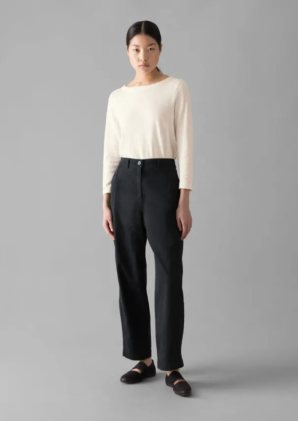 Sale Kathe Flat Front Cotton Twill Trousers Women Trousers