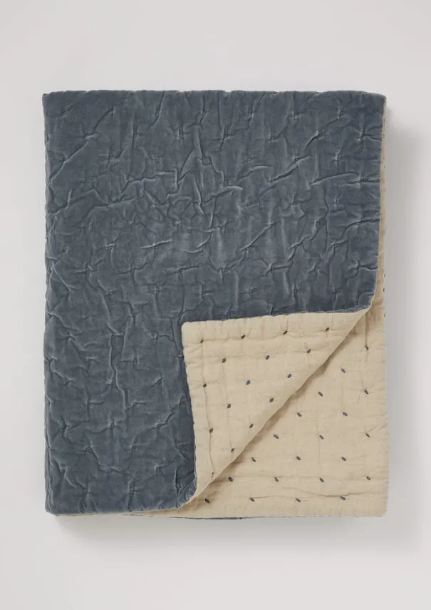 New Large Hand Quilted Velvet Throw Textiles|Blankets & Throws