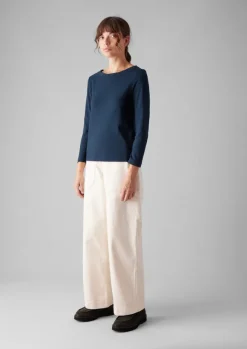 New Lia Garment Dyed Boat Neck Tee Women Jersey|Tops & Tees