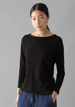 Best Lia Garment Dyed Boat Neck Tee Women Jersey|Tops & Tees