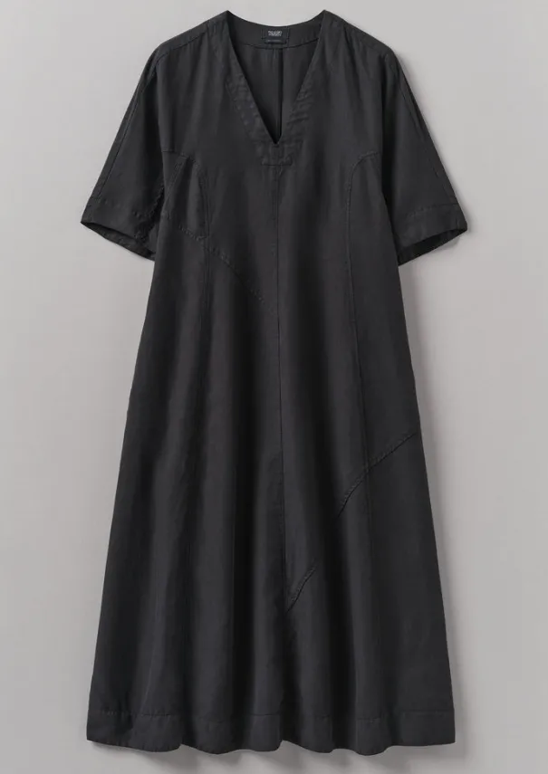 Hot Lyocell Linen Herringbone Panel Dress Women Linen|Dresses