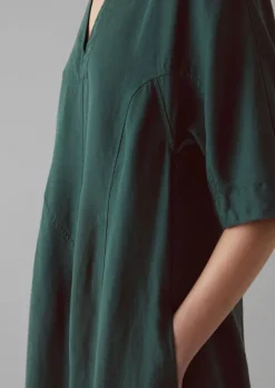 Clearance Lyocell Linen Herringbone Panel Dress Women Linen|Dresses