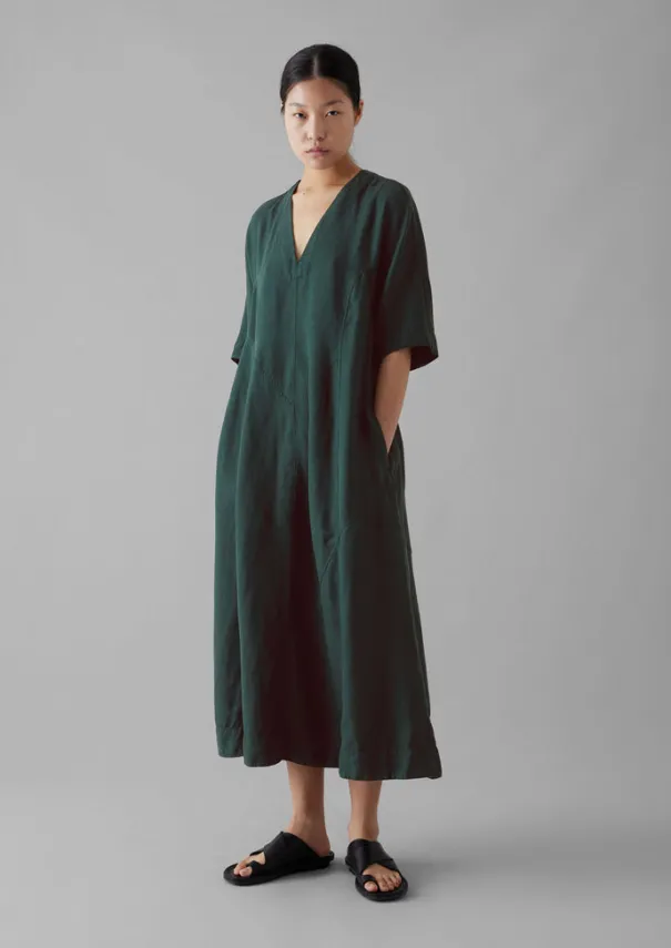Clearance Lyocell Linen Herringbone Panel Dress Women Linen|Dresses