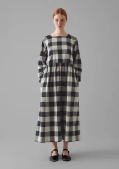 Best Macro Gingham Cotton Cashmere Dress Women Cashmere|Loungewear