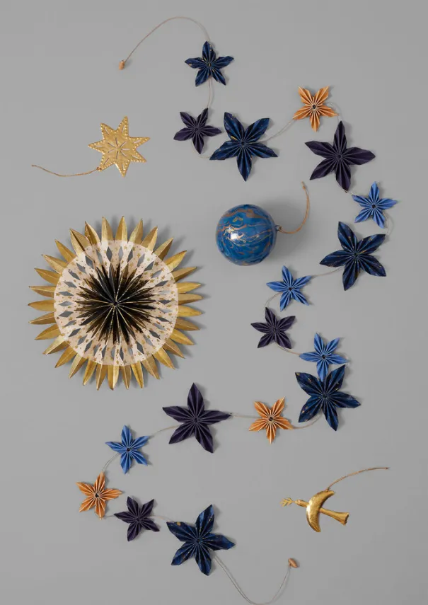 Hot Marbled Star Paper Garland Christmas Decorations