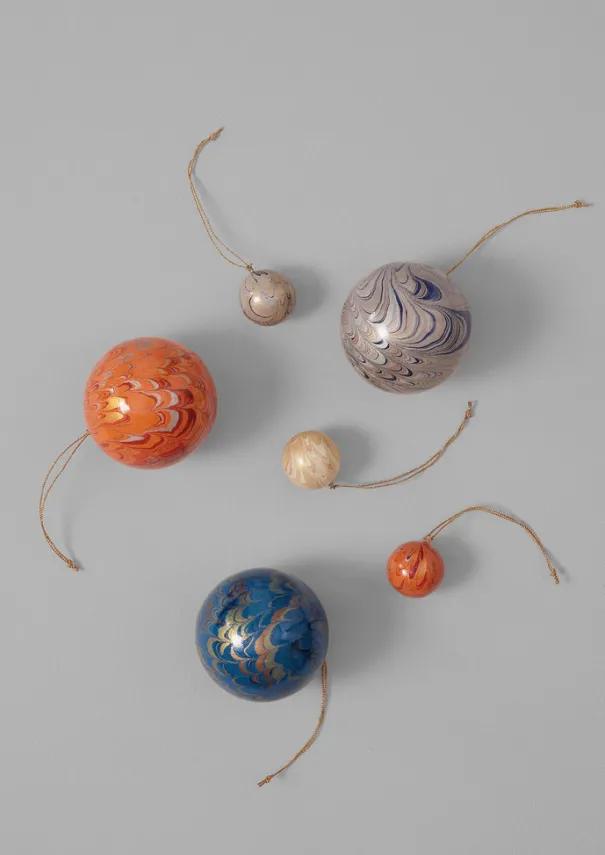 Online Mini Hand Marbled Bauble Set Christmas Decorations