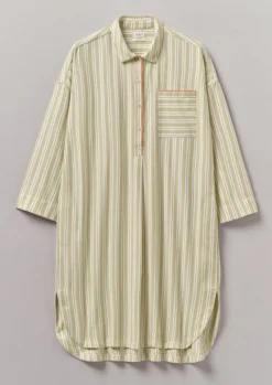 Hot Nova Stripe Flannel Nightshirt Women Nightwear