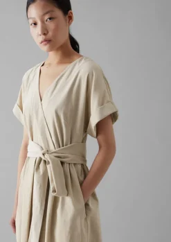 New Organic Needlecord Wrap Front Dress Women Cord|Dresses