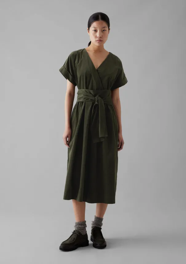 Outlet Organic Needlecord Wrap Front Dress Women Cord|Dresses