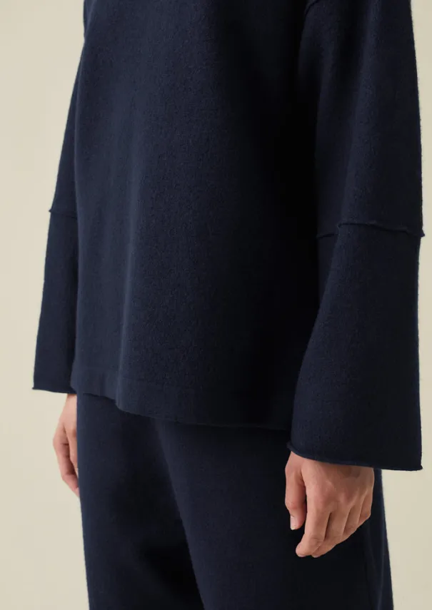 Clearance Panelled Boiled Wool Sweater Women Knitwear