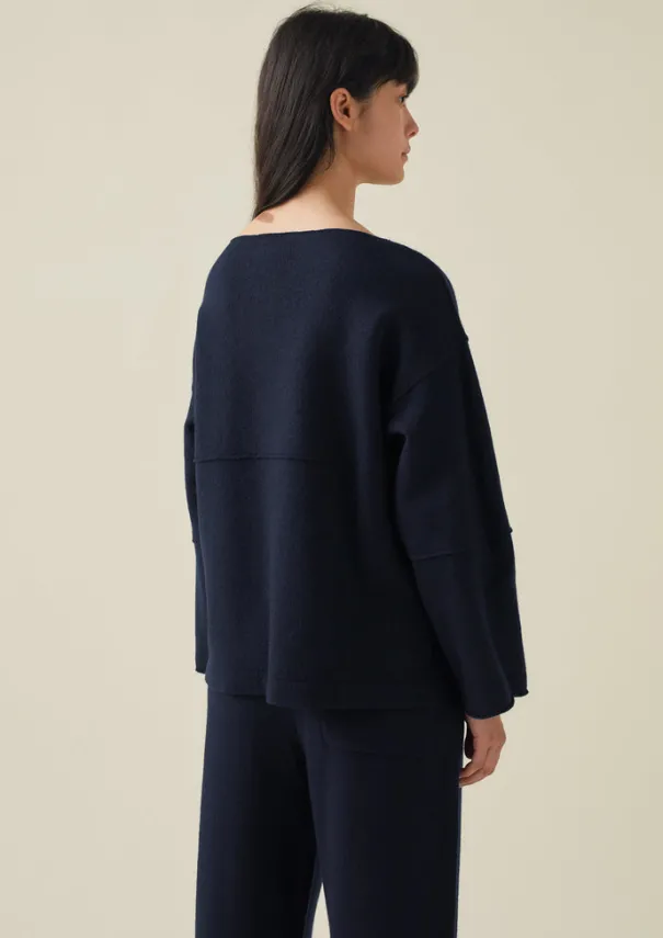 Clearance Panelled Boiled Wool Sweater Women Knitwear