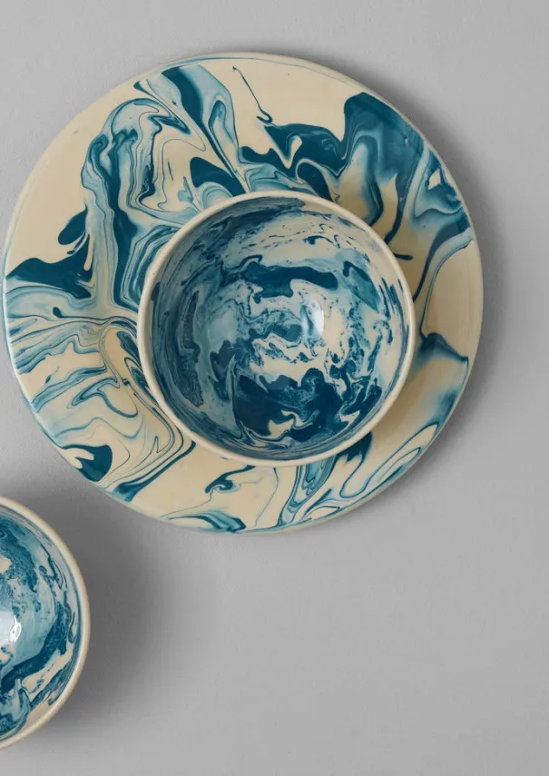 Outlet Poterie Barbotine Marbled Plate Ceramics|Tableware