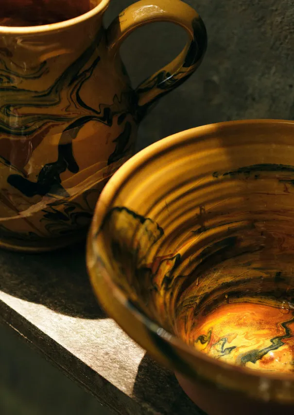 Outlet Poterie Barbotine Marbled Pouring Bowl Ceramics|Tableware