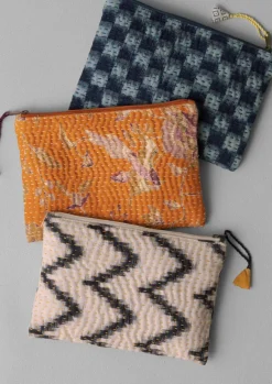 New Remnant Fabric Kantha Pouch Textiles|Bathroom