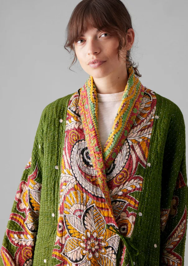 Outlet Repurposed Kantha Coat Women Gowns|Nightwear