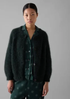Outlet Ribbed Mohair Blend Cardigan Women Knitwear