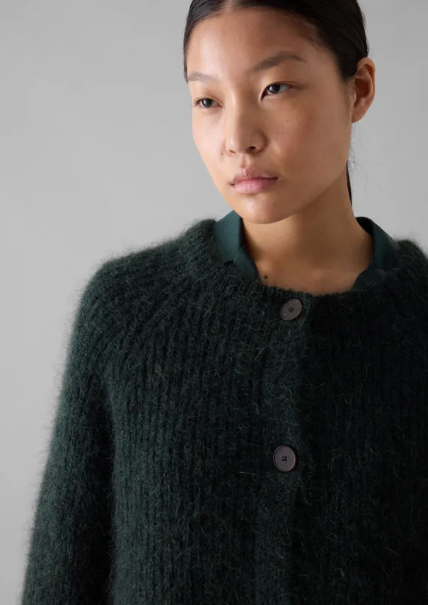 Outlet Ribbed Mohair Blend Cardigan Women Knitwear