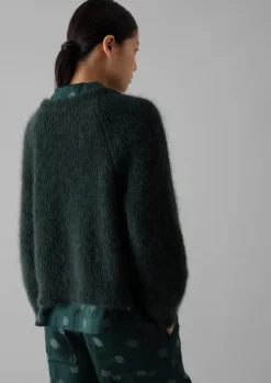 Outlet Ribbed Mohair Blend Cardigan Women Knitwear