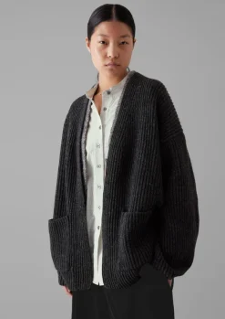 New Ribbed Wool Knitted Cardigan Women Knitwear