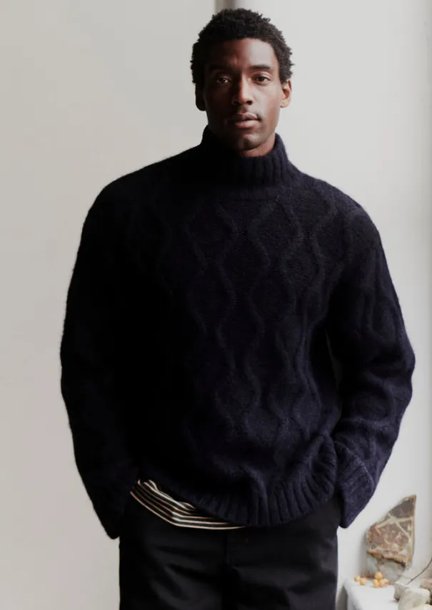 New Roll Neck Cable Knit Sweater Knitwear