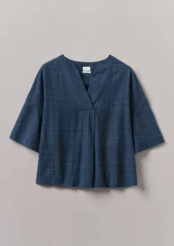 Hot Sketched Check Cotton Pyjama Top Women Nightwear