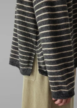 New Stripe Alpaca Wool Sweater Women Loungewear|Tops & Tees
