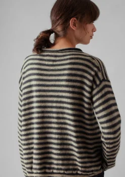 Stripe Alpaca Wool Sweater Women Loungewear|Knitwear