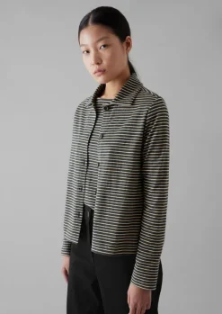 Clearance Stripe Cotton Jersey Shirt Women Jersey|Shirts