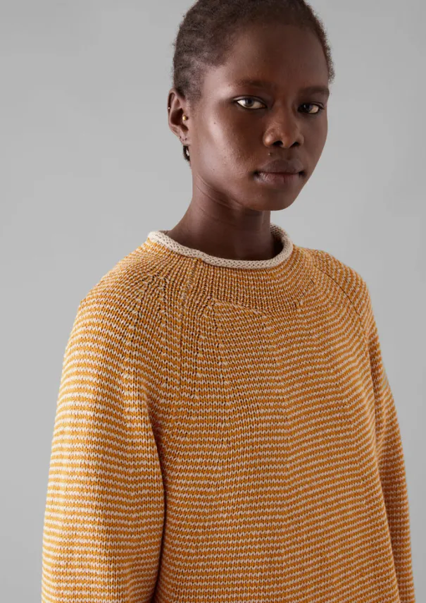 New Stripe Linen Cotton Sweater Women Linen|Jersey